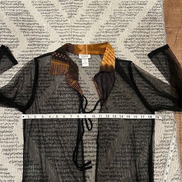 Fashion Gold see through Sheer Mesh 90’s 2000’s Y2K Vintage Long Sleeve Kimono - Picture 10 of 10